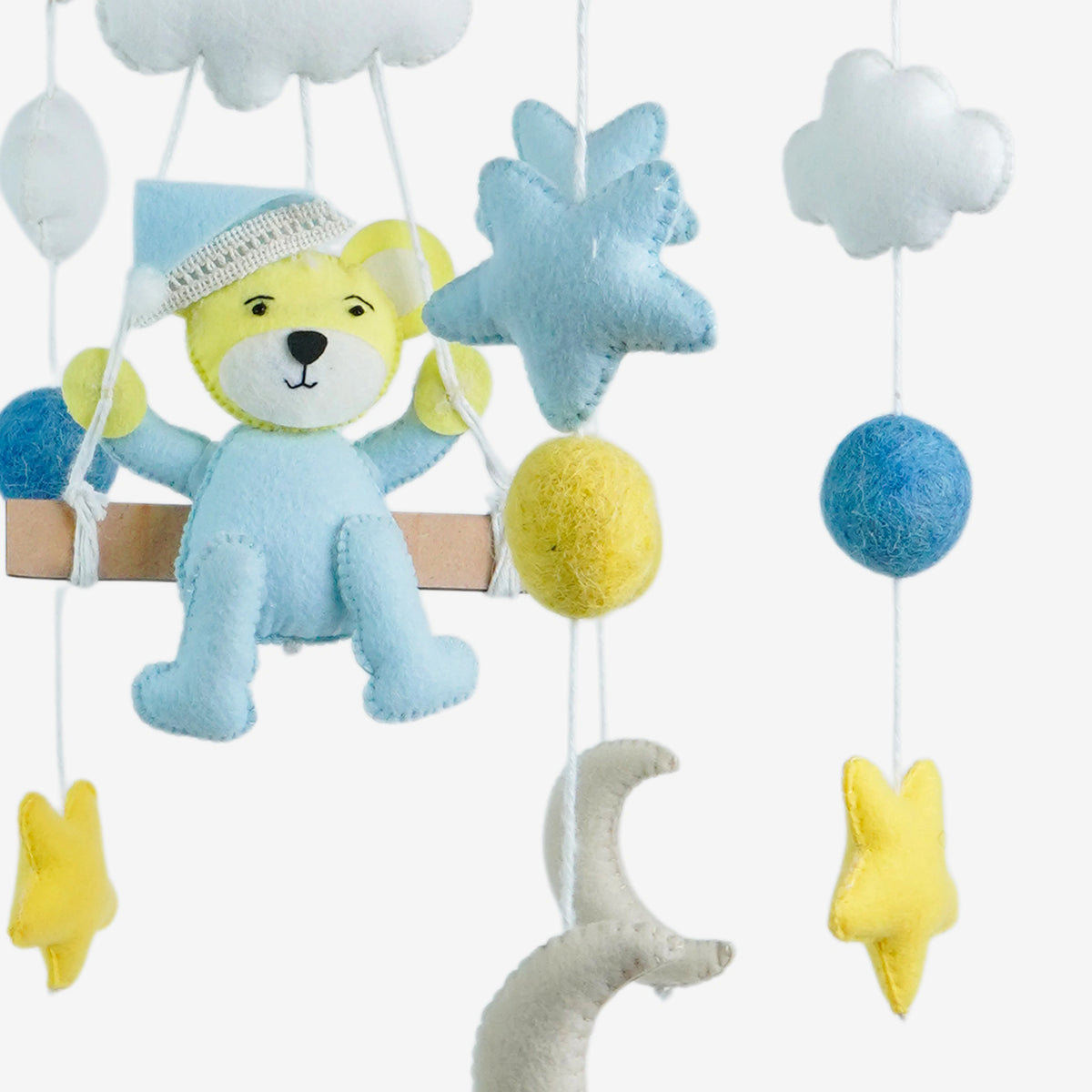 Babble Wrap Cot / Crib Mobile - Teddy on a Swing