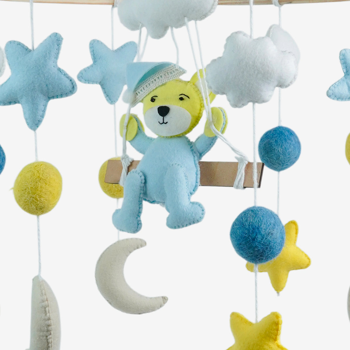 Babble Wrap Cot / Crib Mobile - Teddy on a Swing