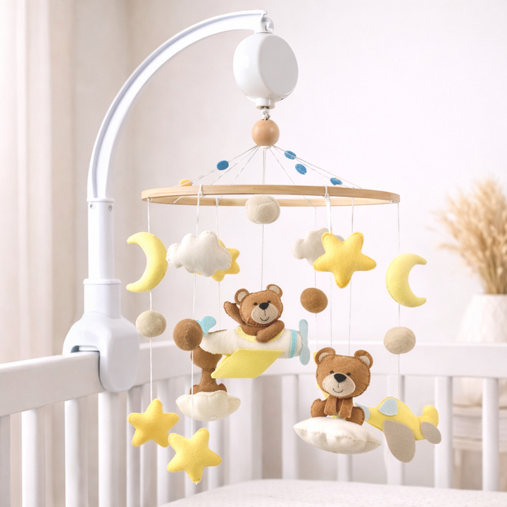 Babble Wrap Cot / Crib Mobile - Teddy on a Plane