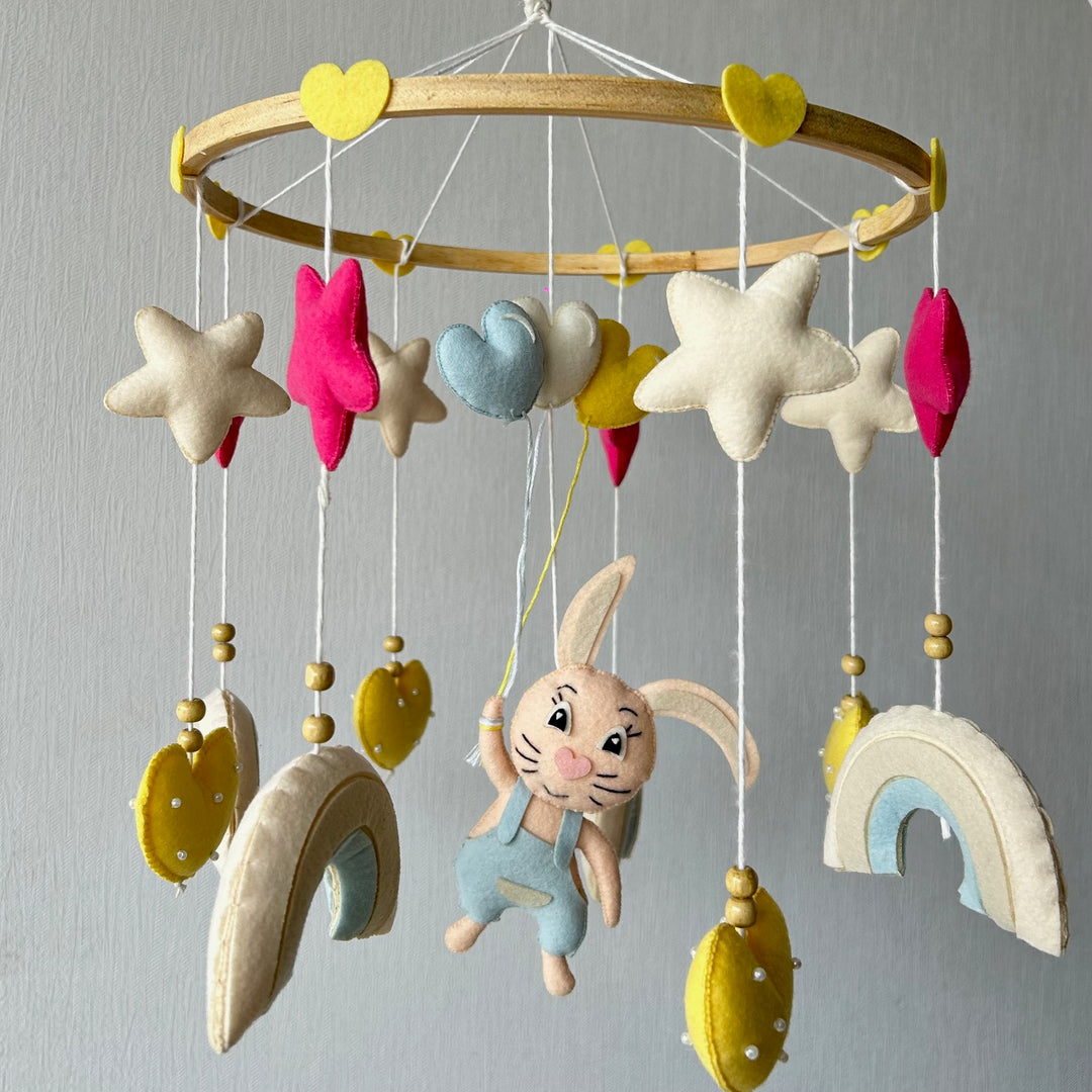 Babble Wrap Cot / Crib Mobile - Bunny Under the Stars