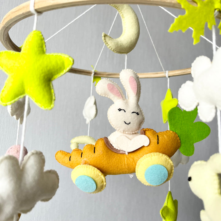 Babble Wrap Cot / Crib Mobile - Carrot Cruiser Bunny