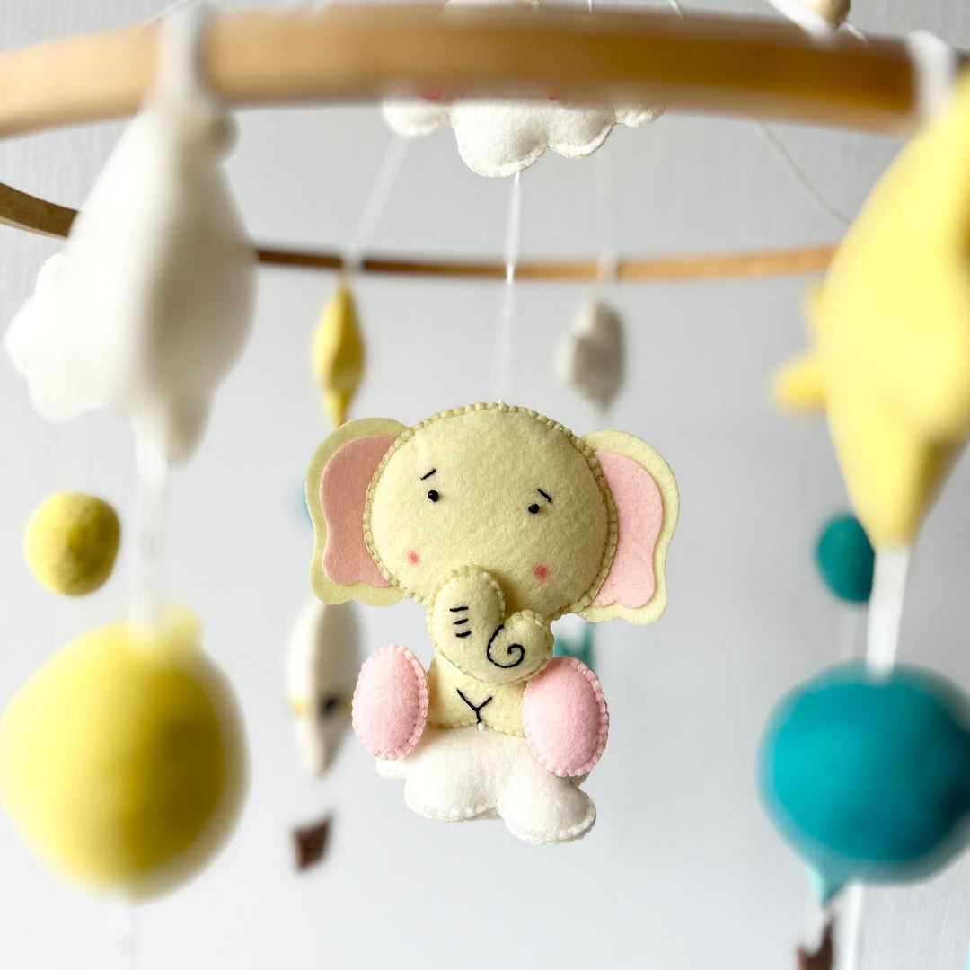 Babble Wrap Cot / Crib Mobile - Elephant Air Adventure