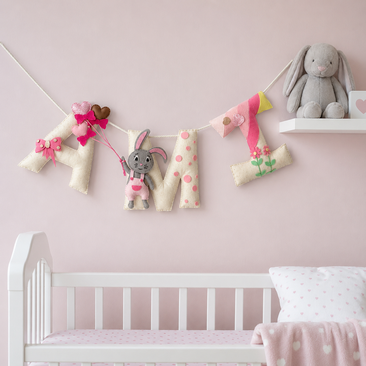 Babble Wrap Daisy The Rabbit Name Bunting/Garland