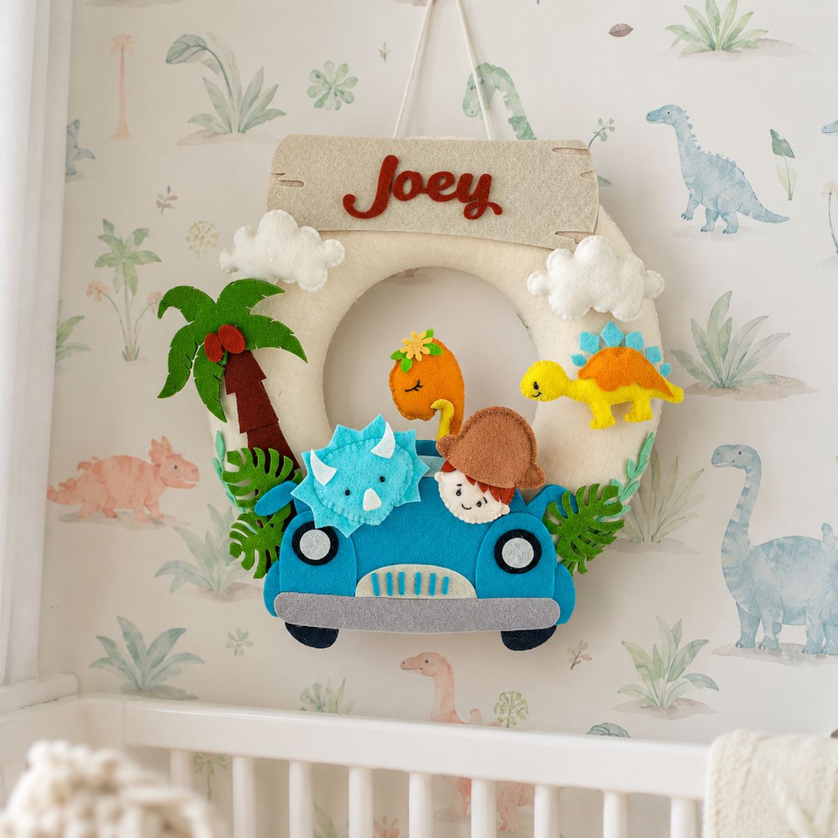 Babble Wrap Dino Safari Name Hanging