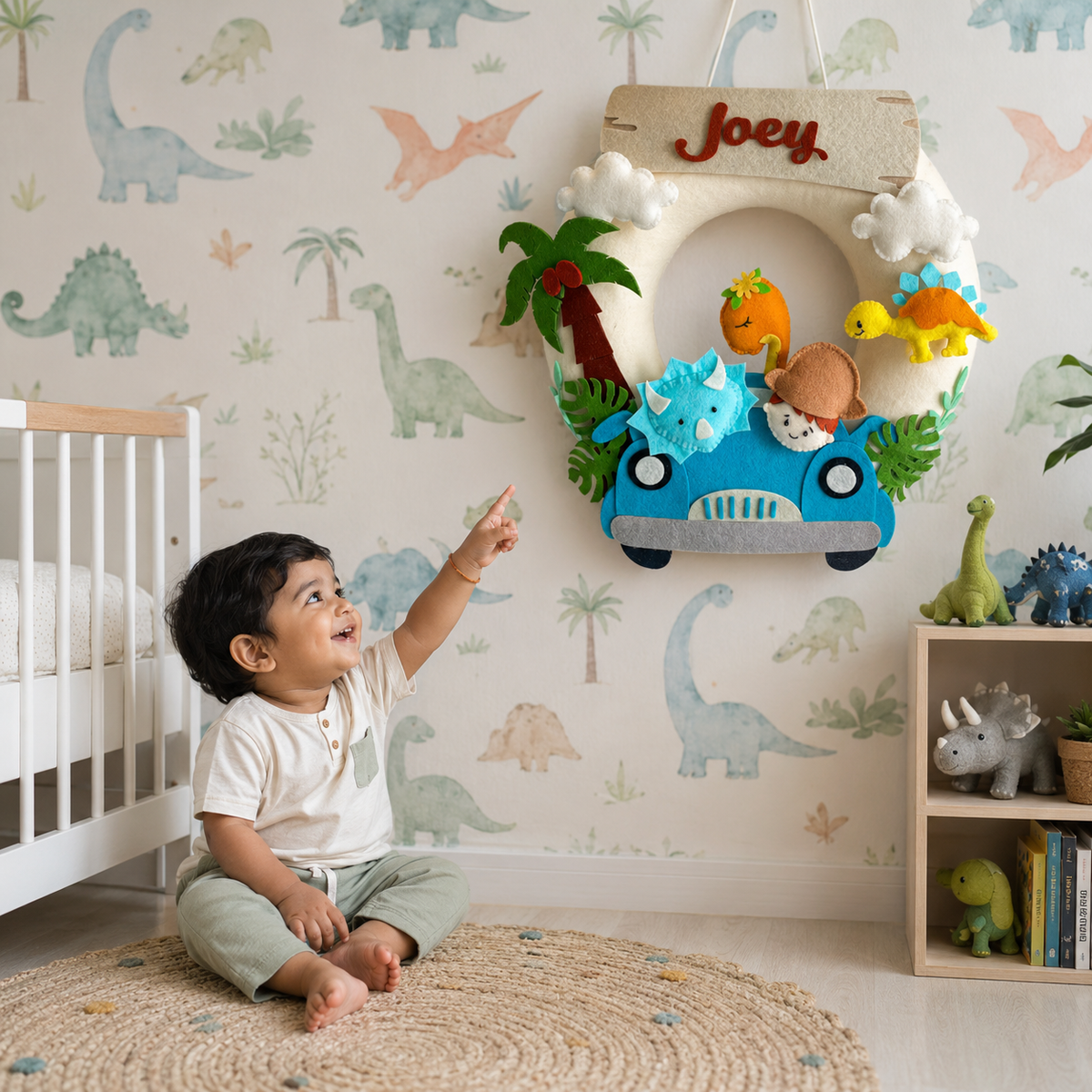 Babble Wrap Dino Safari Name Hanging