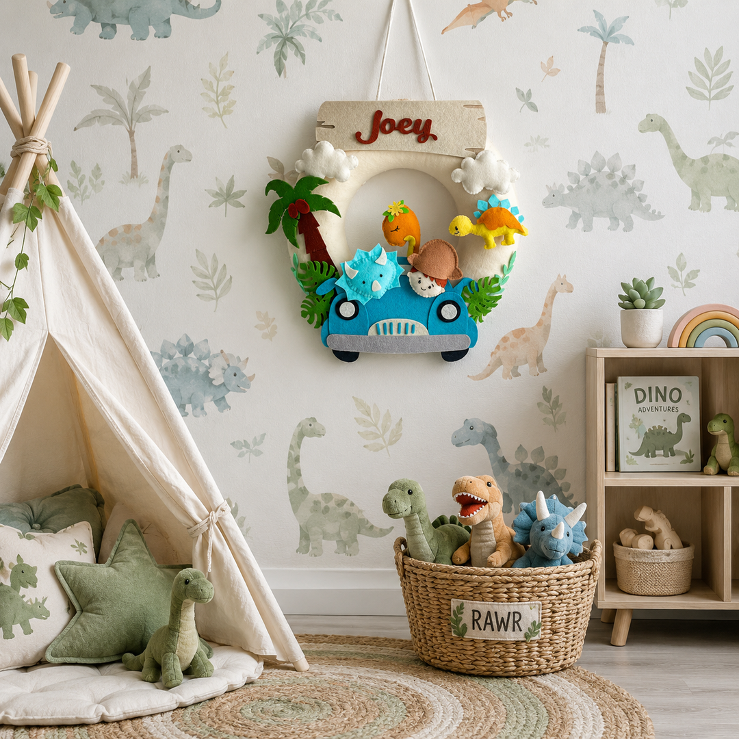 Babble Wrap Dino Safari Name Hanging