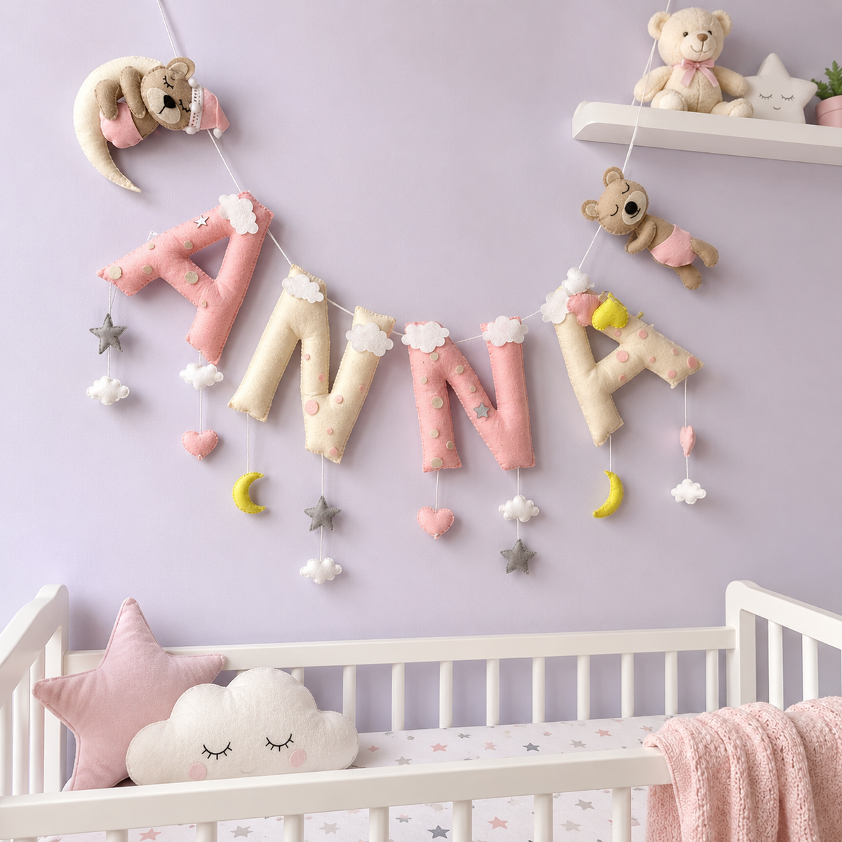 Babble Wrap Dreamy Teddy Name Bunting/Garland