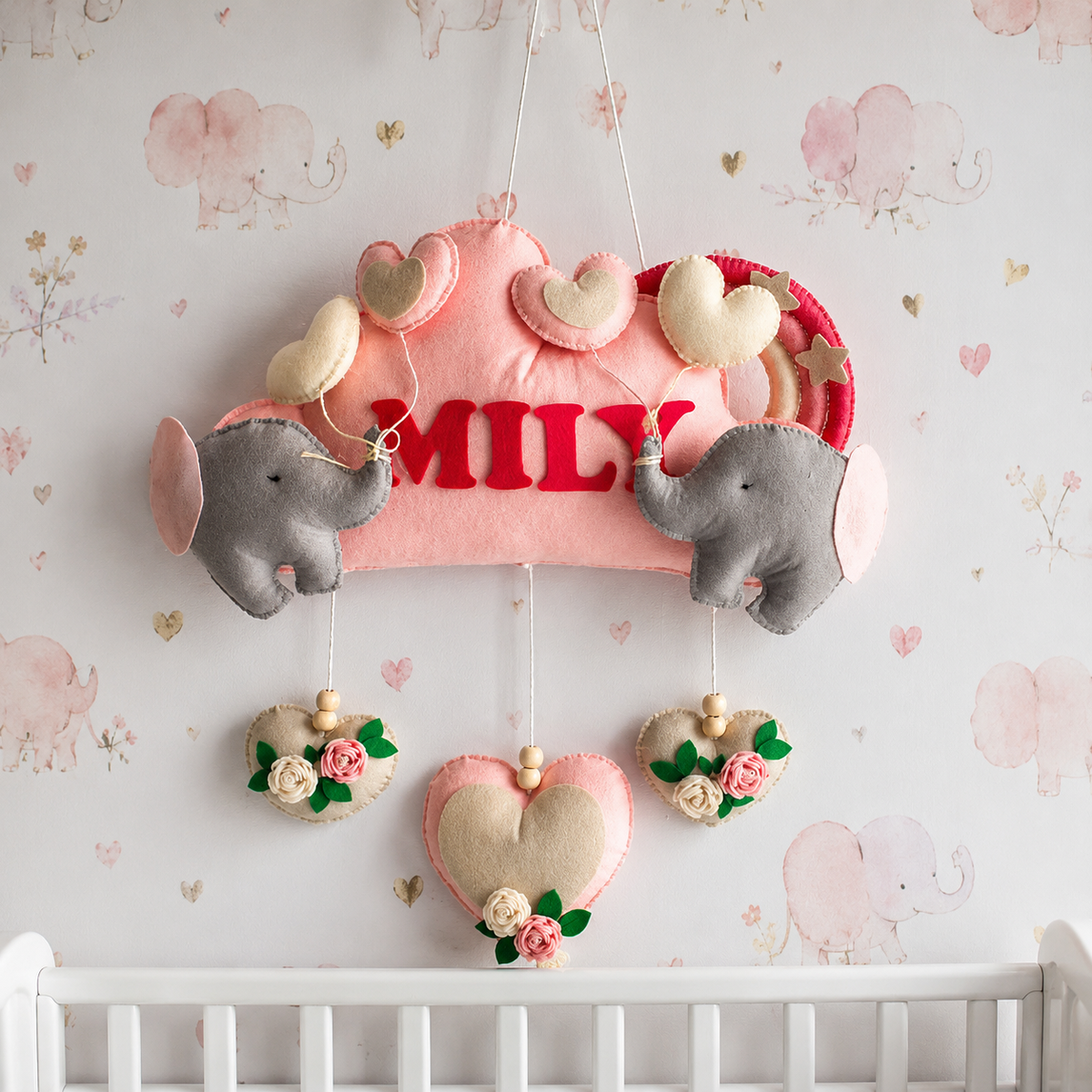 Babble Wrap  Elephant Cloudscape Name Hanging