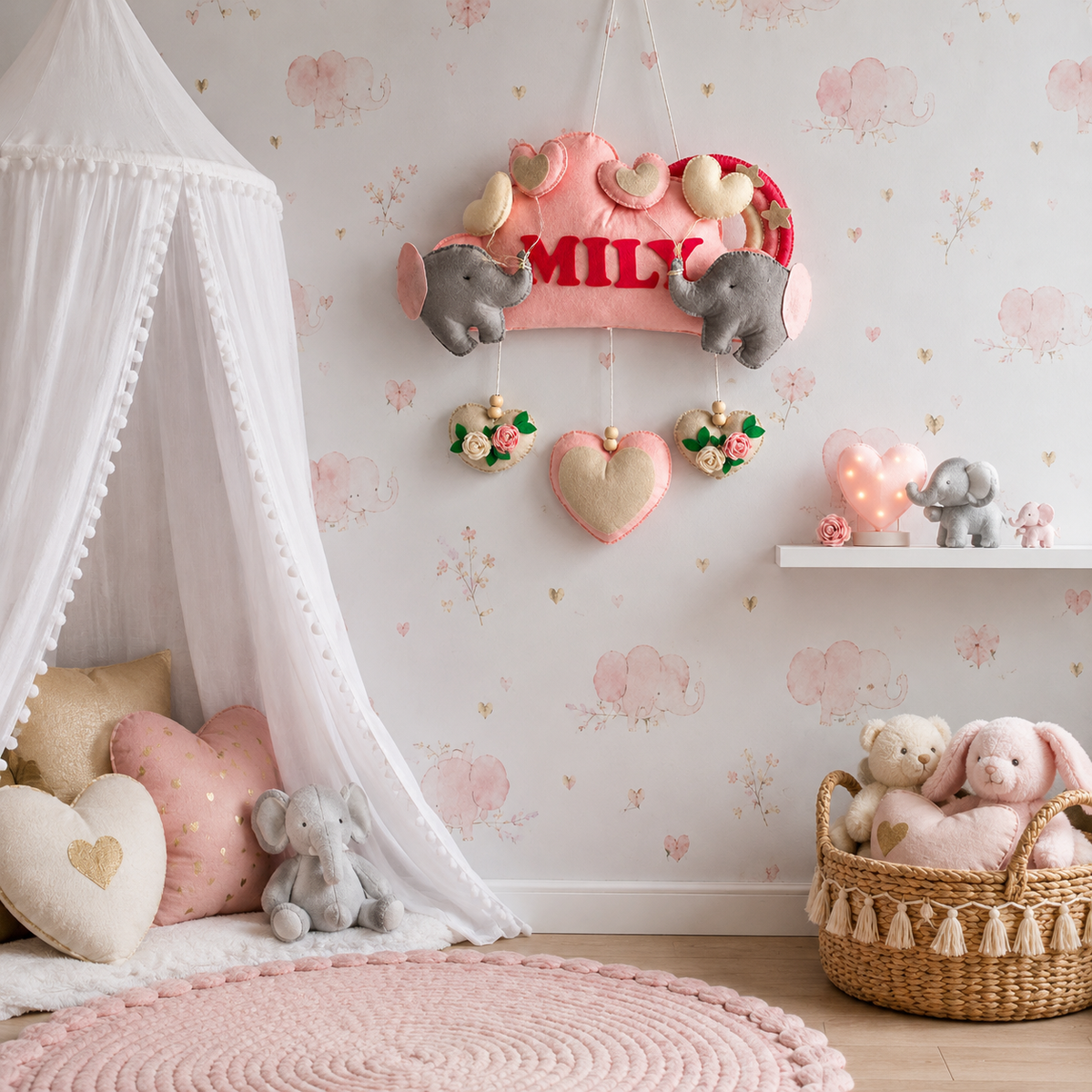 Babble Wrap  Elephant Cloudscape Name Hanging