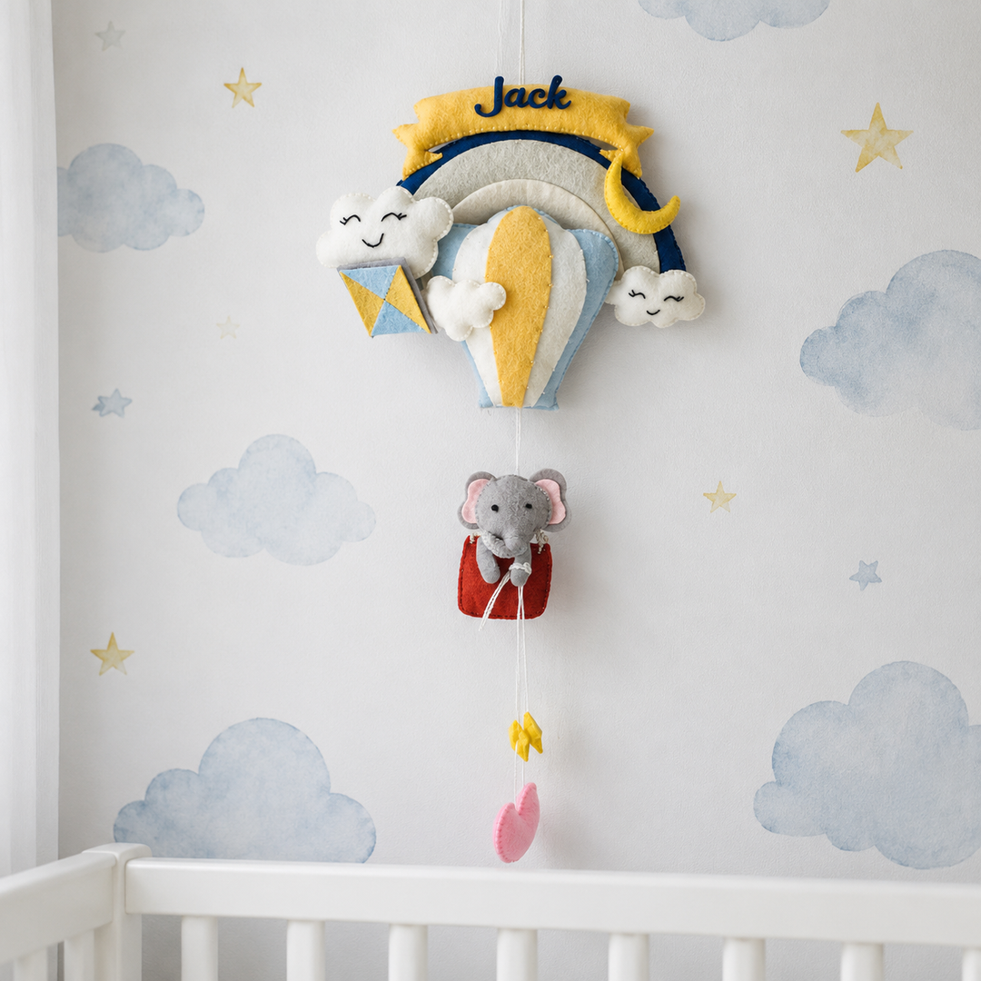 Babble Wrap  Ellie in a Hot Air Balloon Name Hanging