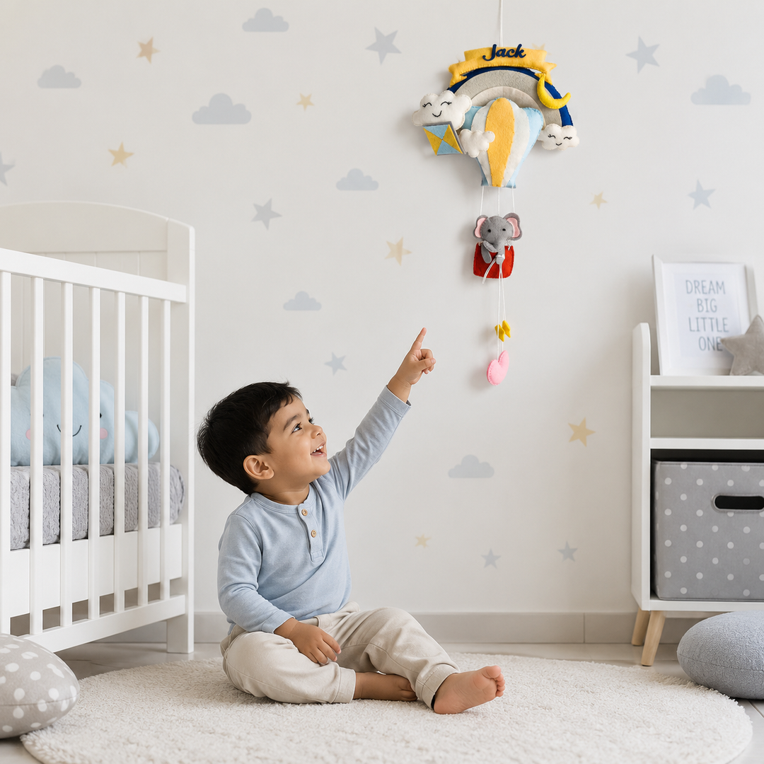Babble Wrap  Ellie in a Hot Air Balloon Name Hanging