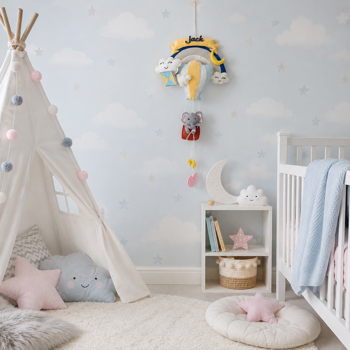 Babble Wrap  Ellie in a Hot Air Balloon Name Hanging