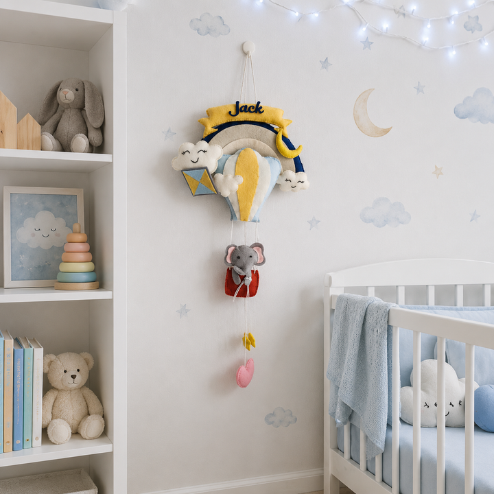 Babble Wrap  Ellie in a Hot Air Balloon Name Hanging
