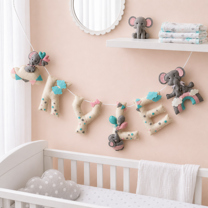 Babble Wrap Ellie in the Sky Name Bunting/Garland
