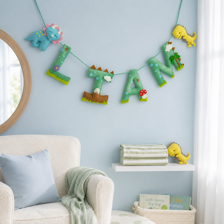 Babble Wrap Fabio The Dinosaur Name Bunting/Garland