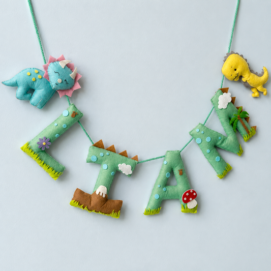 Babble Wrap Fabio The Dinosaur Name Bunting/Garland