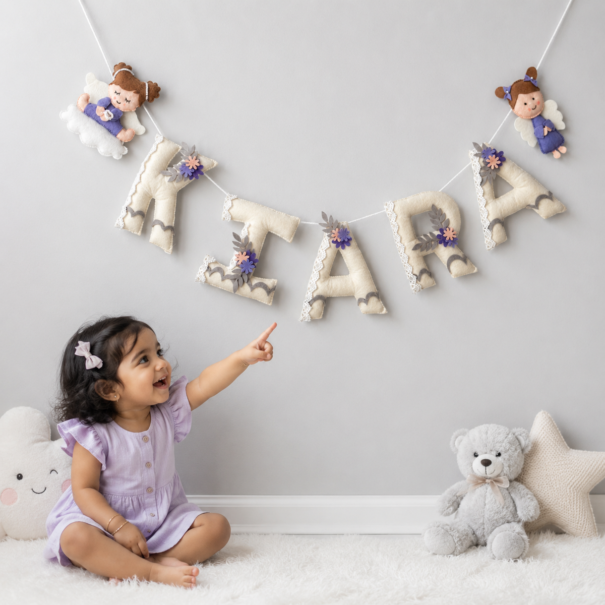 Babble Wrap Felt Fairy Name Bunting/Garland