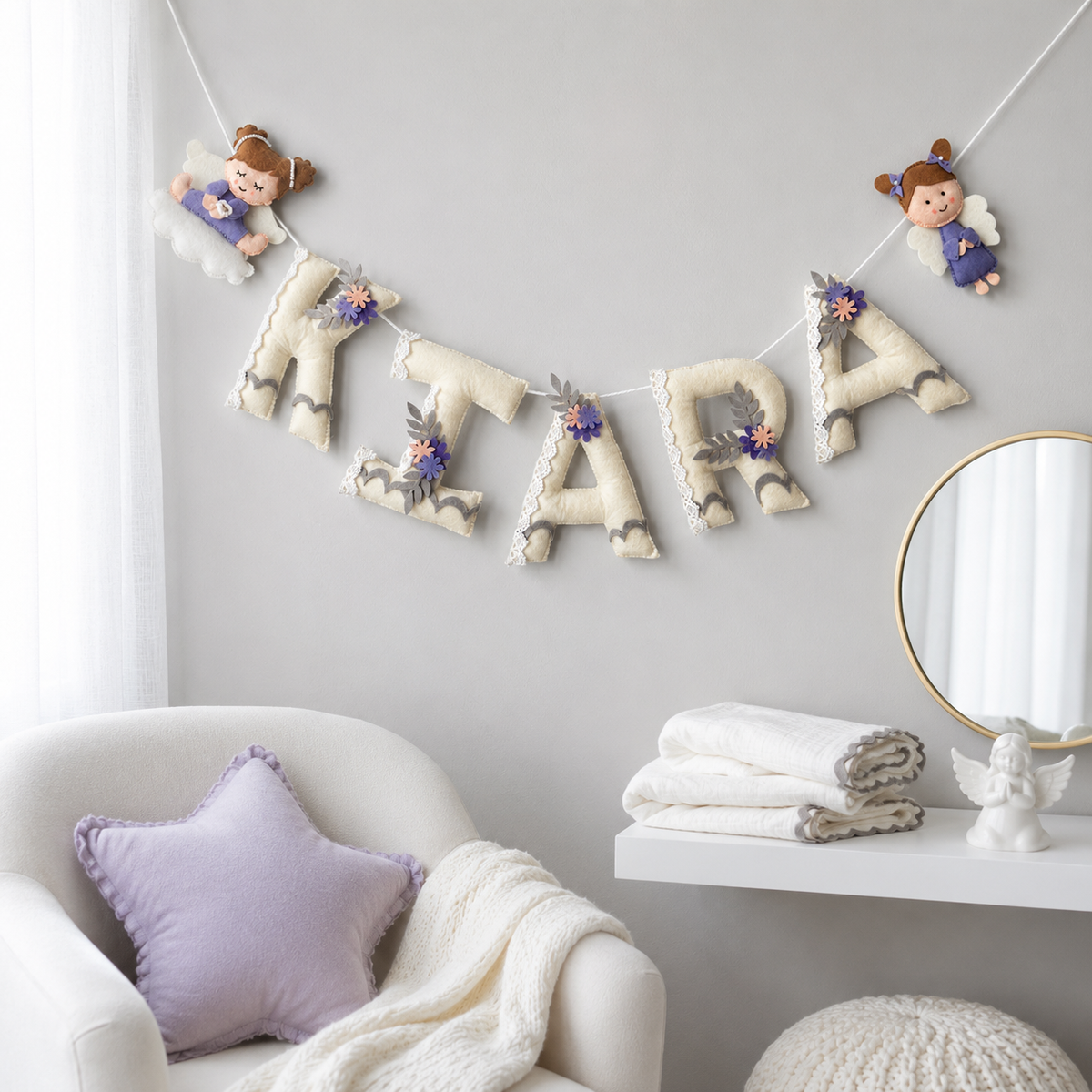 Babble Wrap Felt Fairy Name Bunting/Garland
