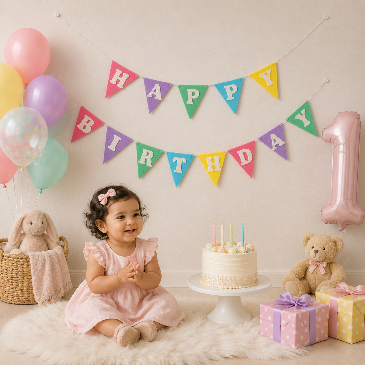 Babble Wrap Happy Felt Flag Birthday Banner/Garland