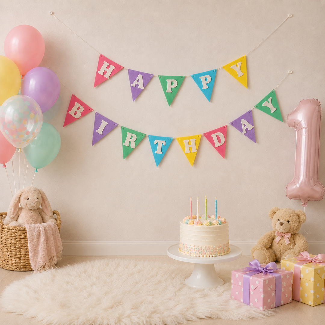 Babble Wrap Happy Felt Flag Birthday Banner/Garland