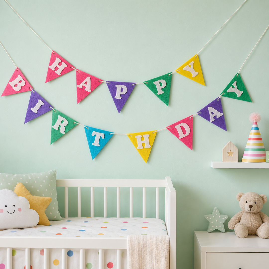 Babble Wrap Happy Felt Flag Birthday Banner/Garland