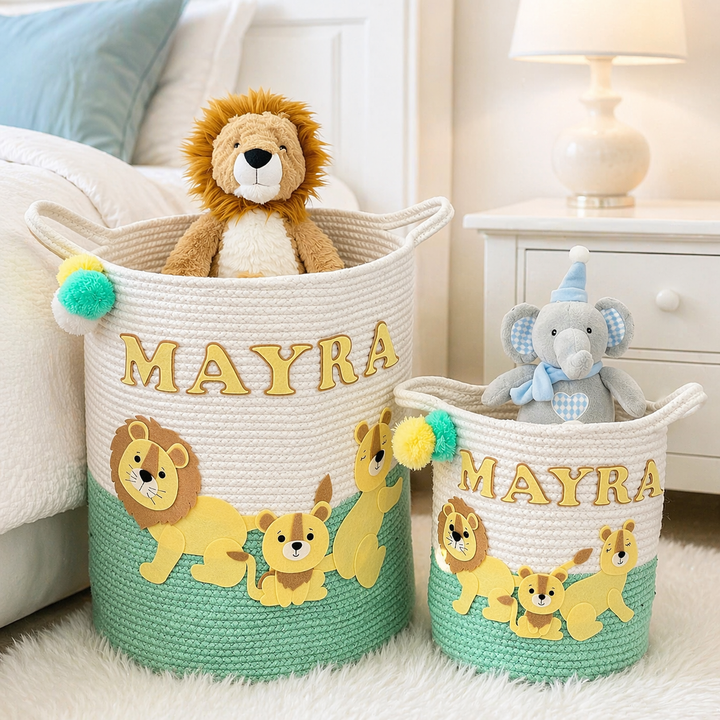 Babble Wrap Jute Cotton Storage Basket - Lions Legacy