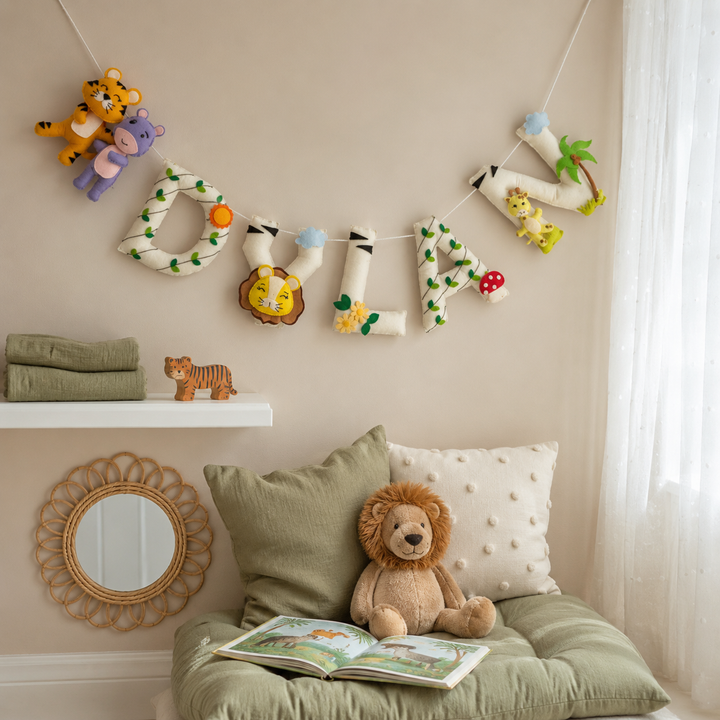 Babble Wrap Little Jungle Tales – Ivory Safari Name Bunting/Garland