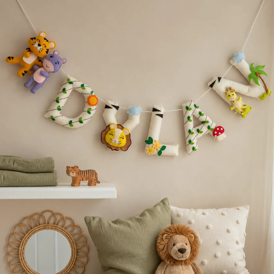 Babble Wrap Little Jungle Tales – Ivory Safari Name Bunting/Garland