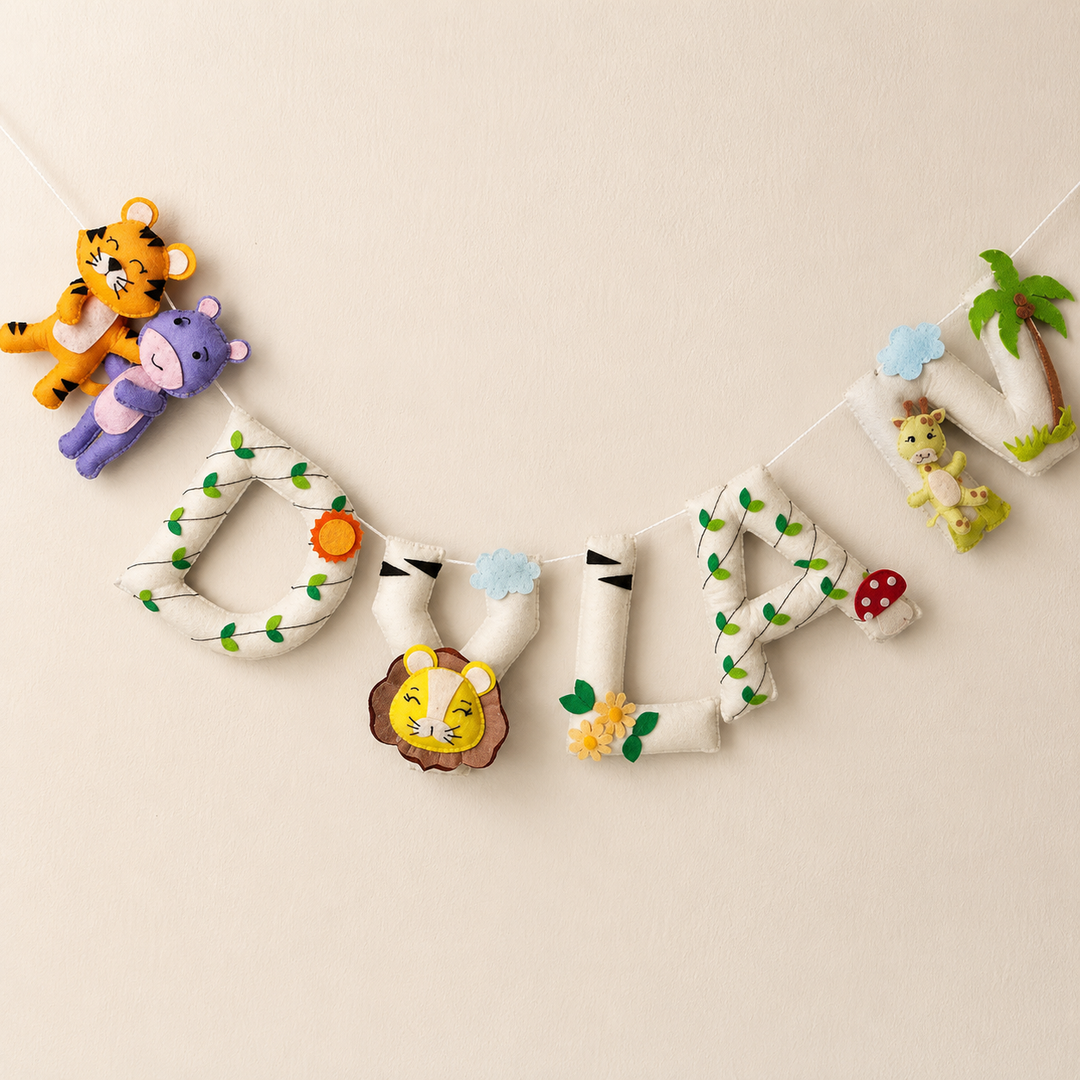 Babble Wrap Little Jungle Tales – Ivory Safari Name Bunting/Garland
