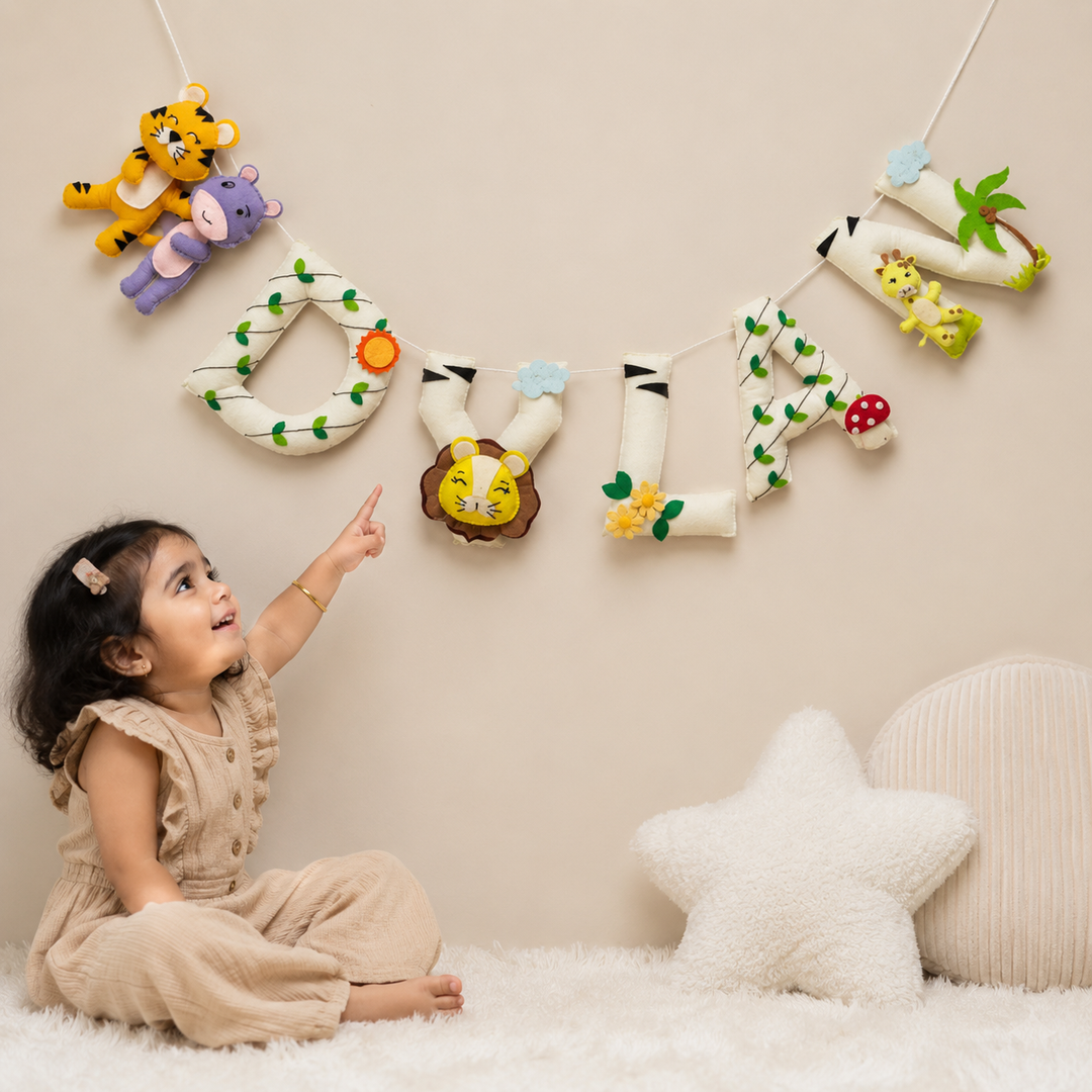 Babble Wrap Little Jungle Tales – Ivory Safari Name Bunting/Garland