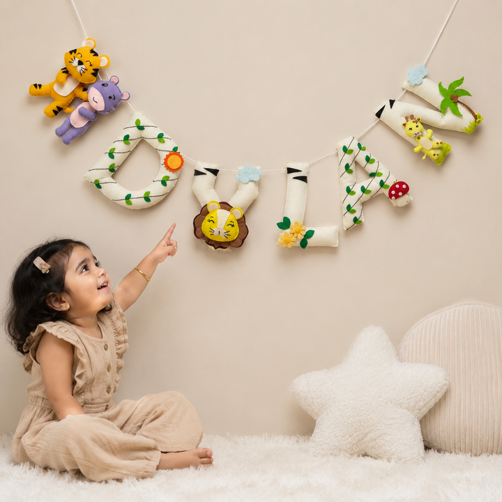 Babble Wrap Little Jungle Tales – Ivory Safari Name Bunting/Garland