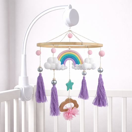 Babble Wrap Macrame Cot / Crib Mobile - Rainbow Dreams