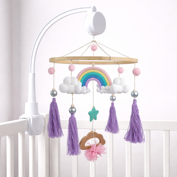 Babble Wrap Macrame Cot / Crib Mobile - Rainbow Dreams