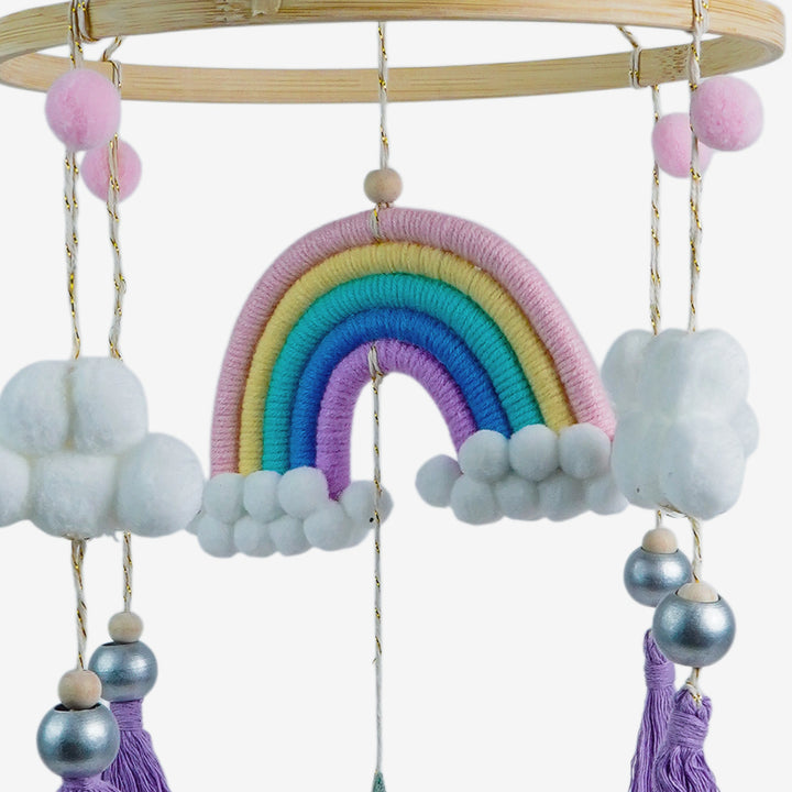 Babble Wrap Macrame Cot / Crib Mobile - Rainbow Dreams