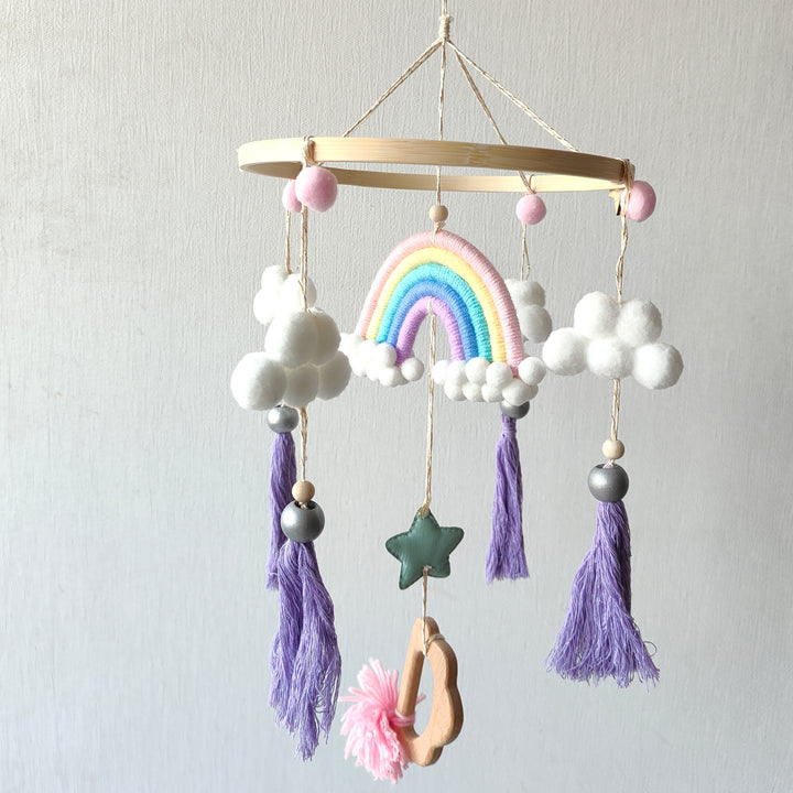 Babble Wrap Macrame Cot / Crib Mobile - Rainbow Dreams