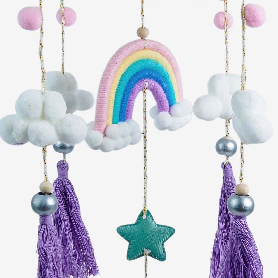 Babble Wrap Macrame Cot / Crib Mobile - Rainbow Dreams