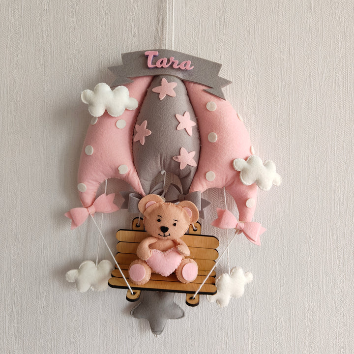 Babble Wrap Minty Green Teddy On a Swing Name Hanging