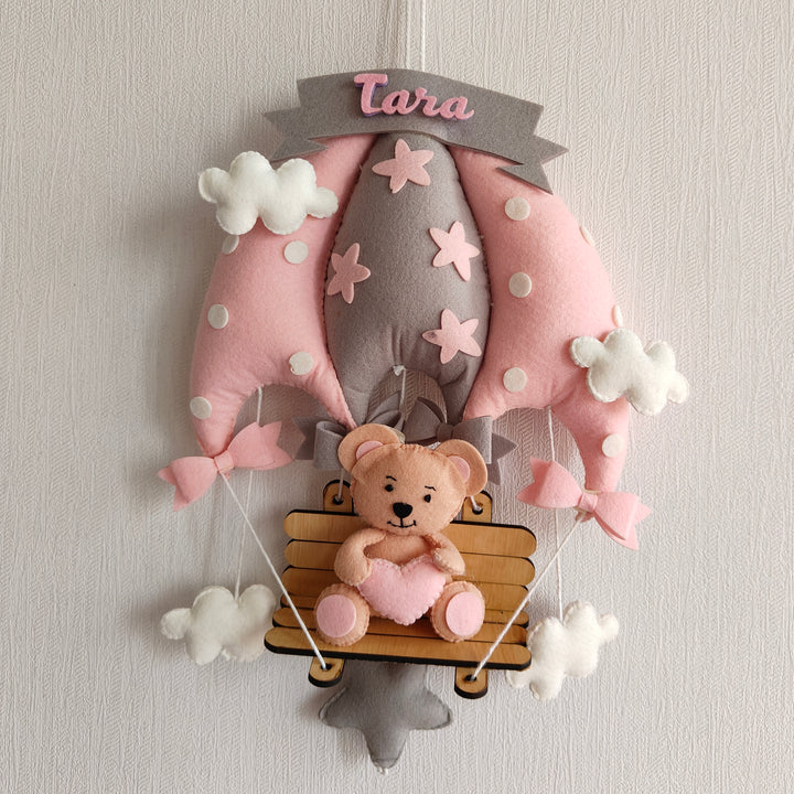 Babble Wrap Minty Green Teddy On a Swing Name Hanging
