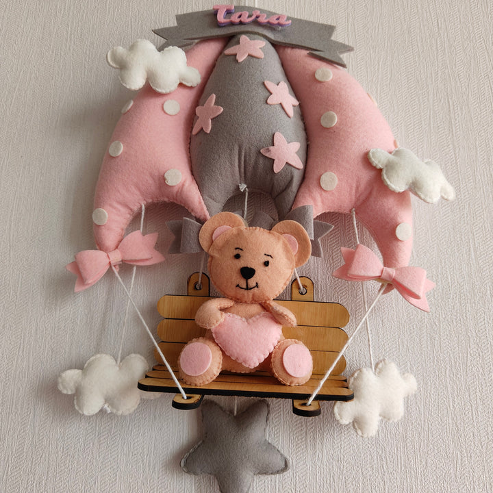 Babble Wrap Minty Green Teddy On a Swing Name Hanging