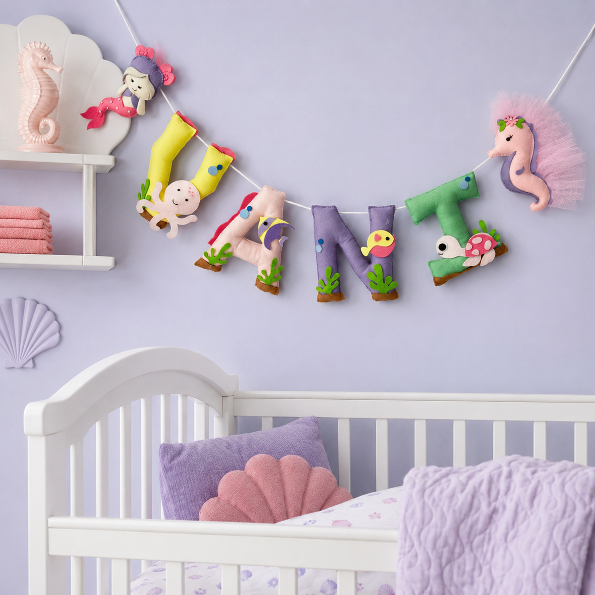 Babble Wrap Pink Mermaid Name Bunting/Garland