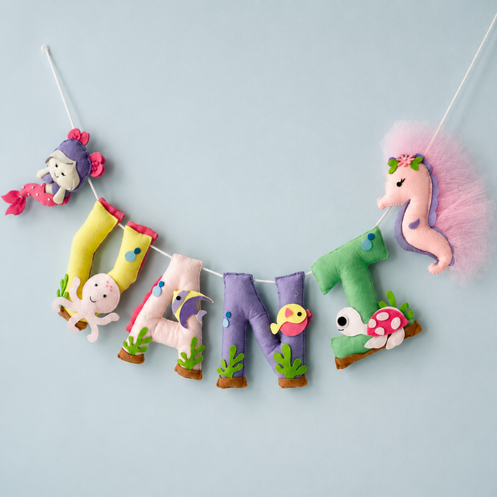 Babble Wrap Pink Mermaid Name Bunting/Garland