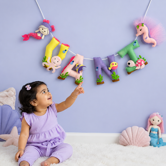 Babble Wrap Pink Mermaid Name Bunting/Garland