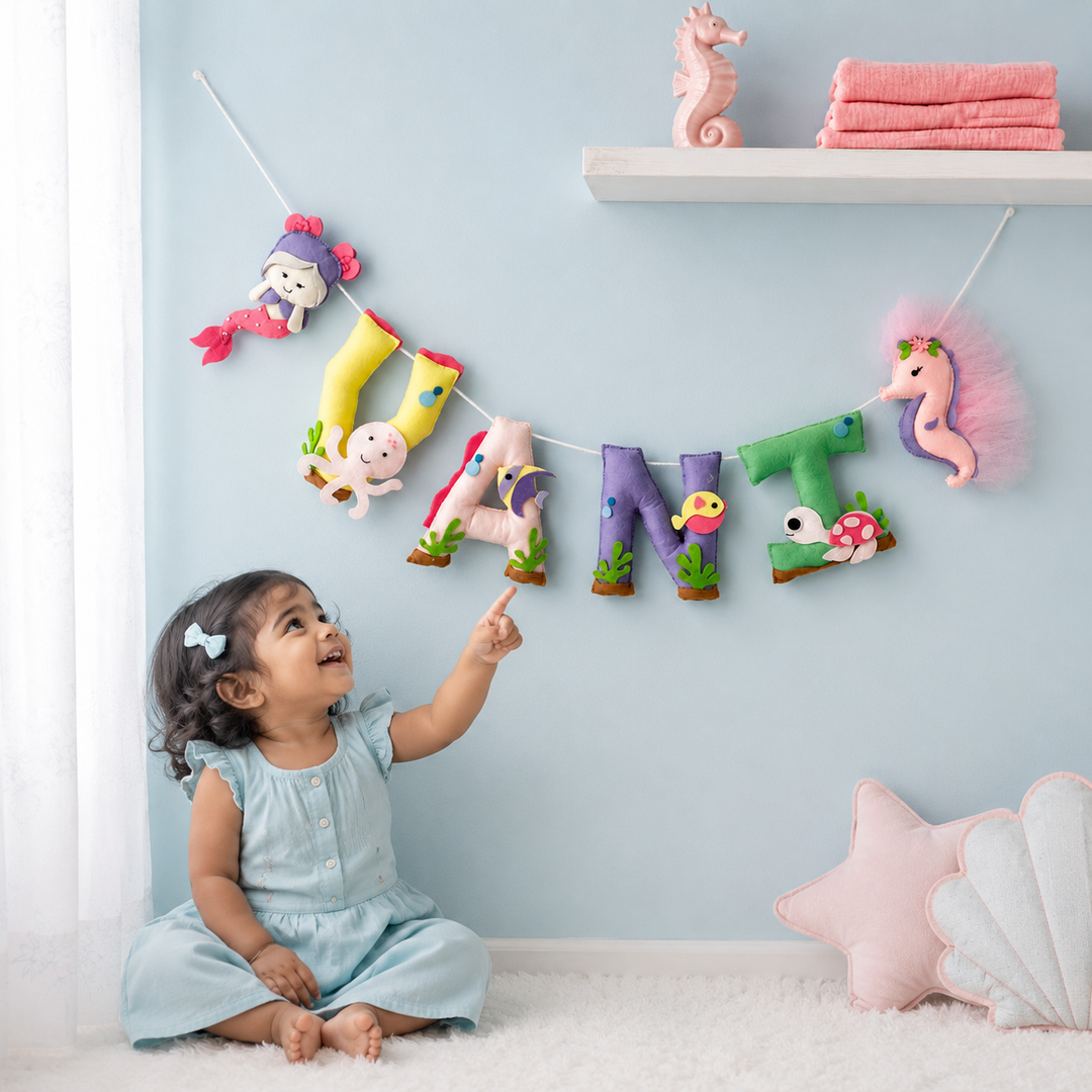Babble Wrap Pink Mermaid Name Bunting/Garland