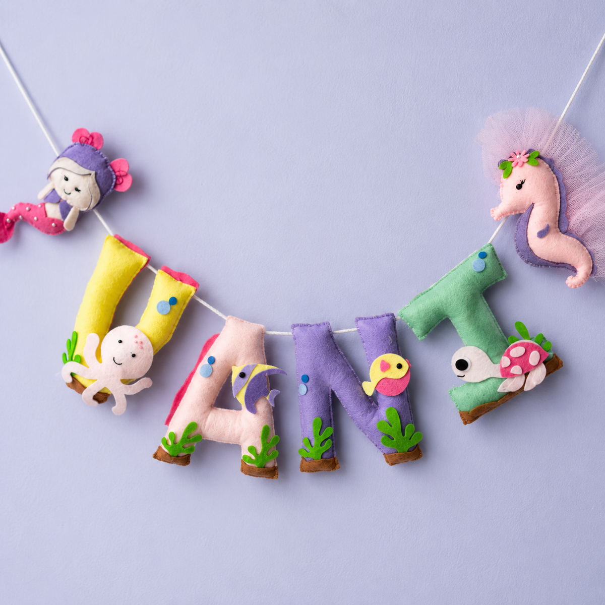Babble Wrap Pink Mermaid Name Bunting/Garland