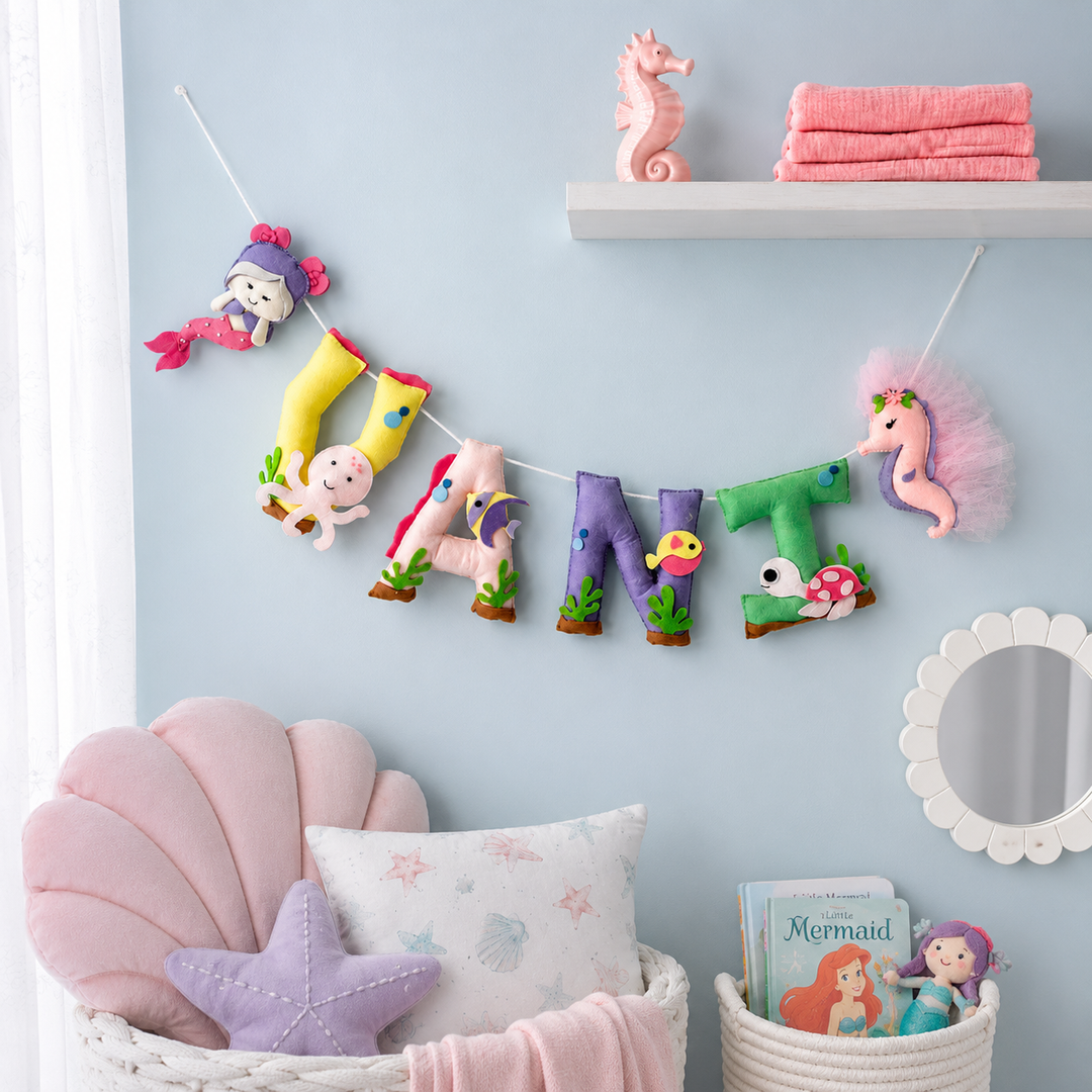 Babble Wrap Pink Mermaid Name Bunting/Garland