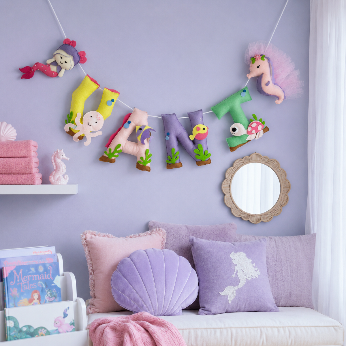 Babble Wrap Pink Mermaid Name Bunting/Garland