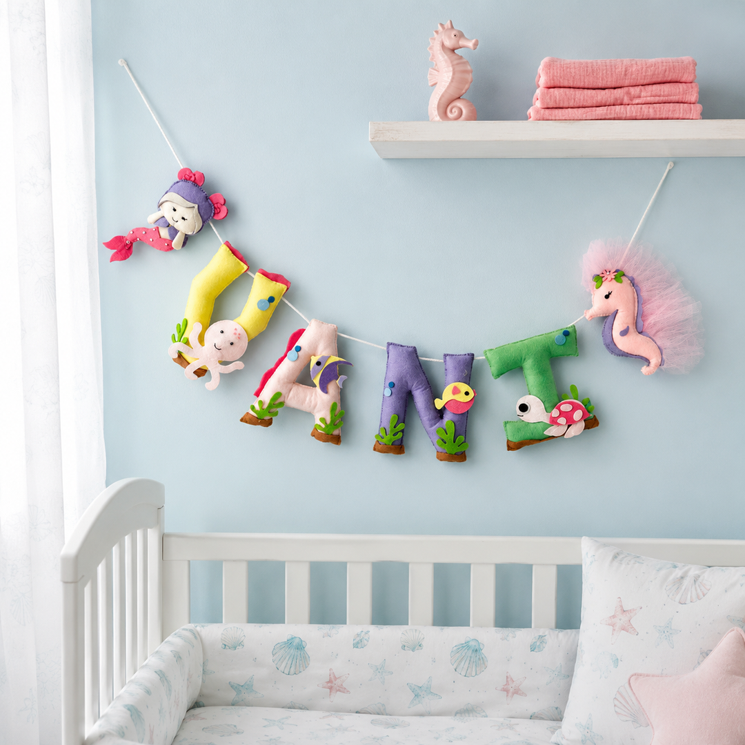 Babble Wrap Pink Mermaid Name Bunting/Garland