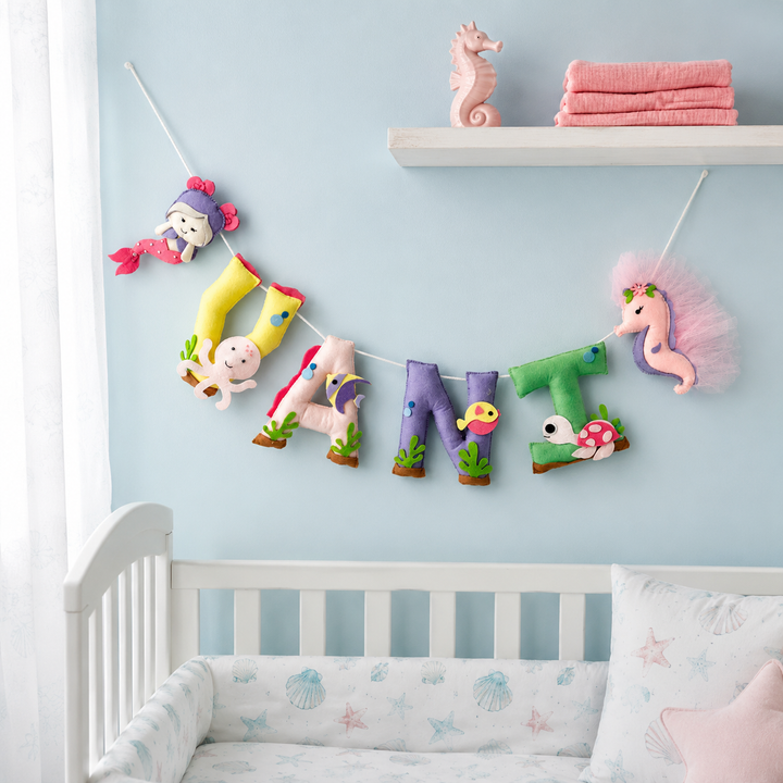 Babble Wrap Pink Mermaid Name Bunting/Garland
