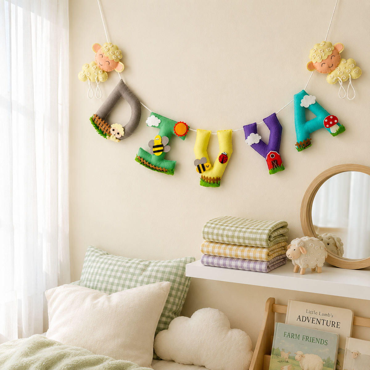 Babble Wrap Snuggly Sheep  Name Bunting/Garland