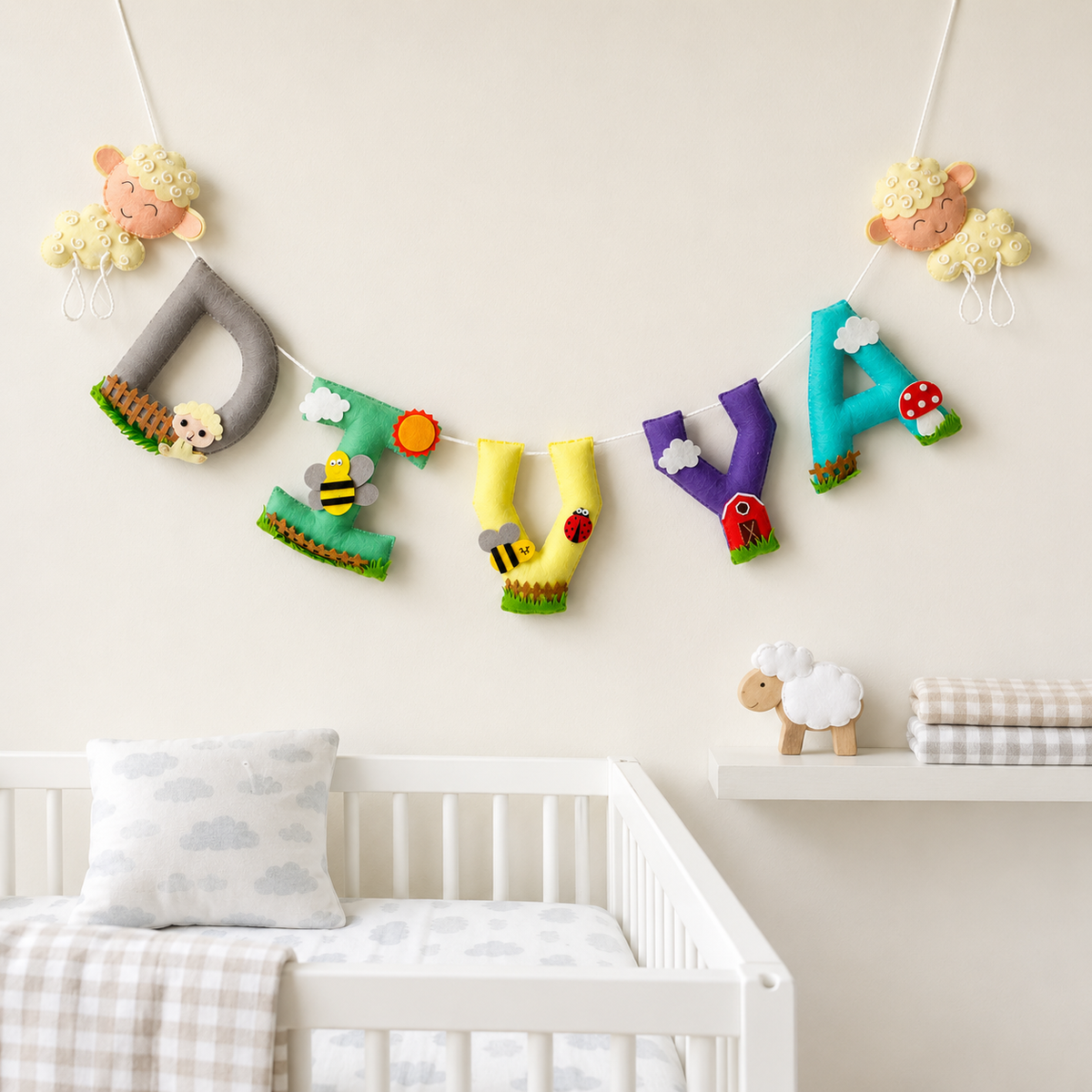 Babble Wrap Snuggly Sheep  Name Bunting/Garland